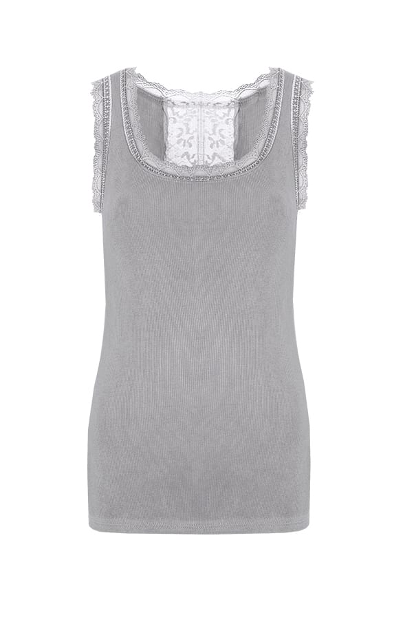 Lace Back Top Grijs – shoparchief, foto 1