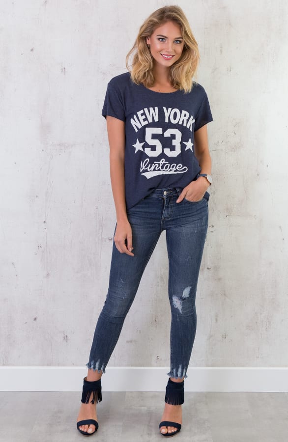 New York Top Vintage Blauw – shoparchief, foto 4