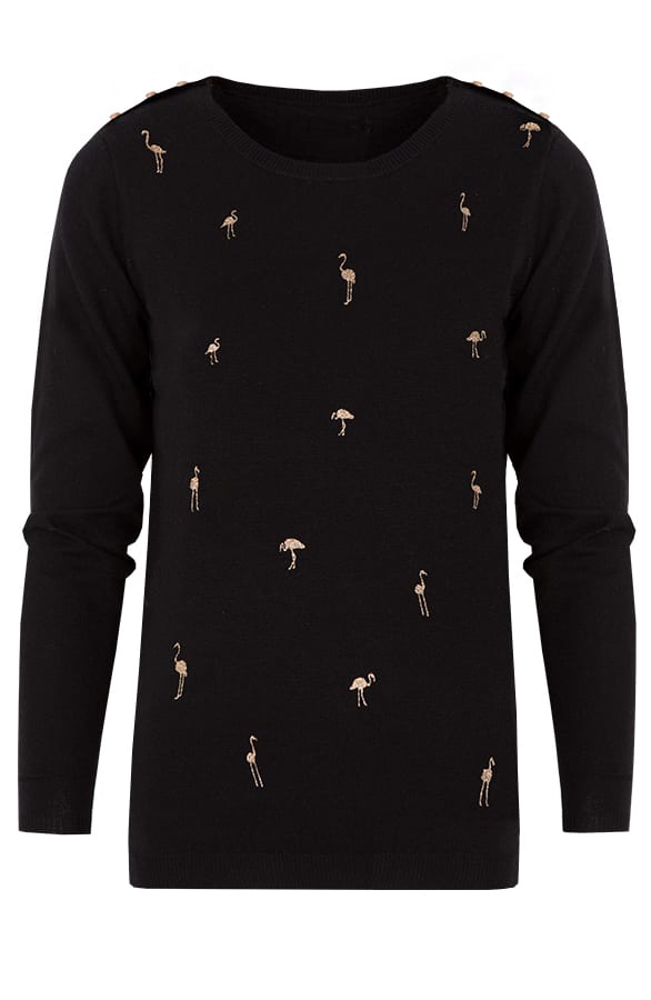 Flamingo Sweater Zwart – shoparchief, foto 1
