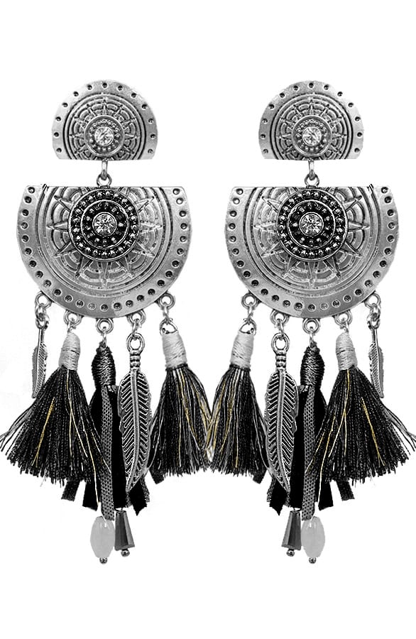 Ibiza Tassel Oorbellen Zwart – shoparchief, foto 1