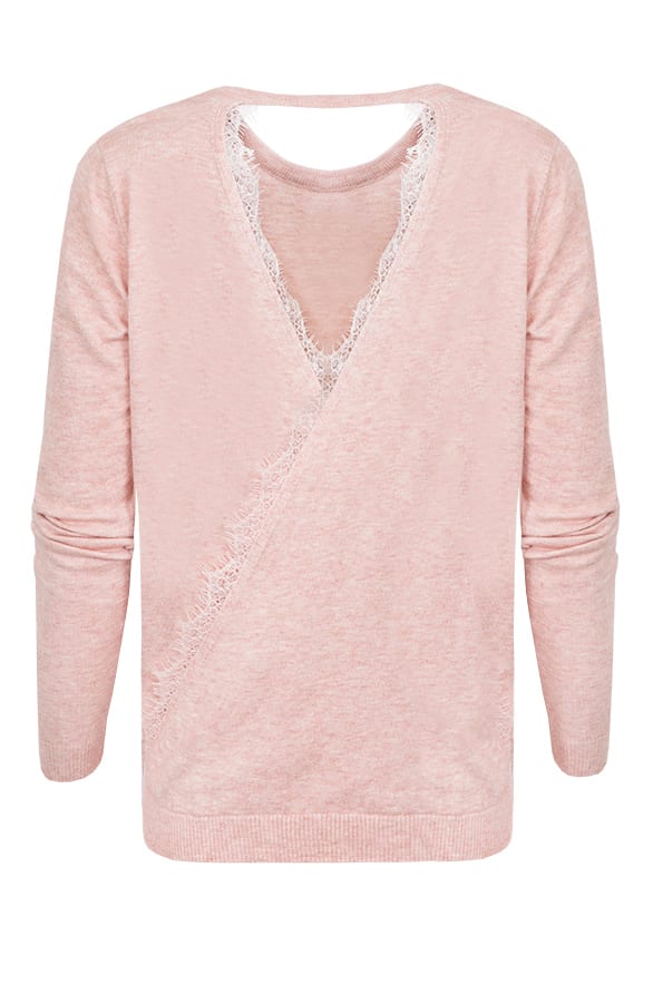 Kanten Trui V Roze – shoparchief, foto 1
