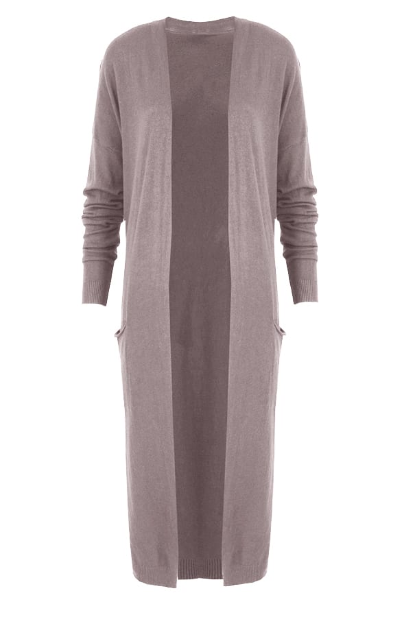 Long Jersey Cardigan Taupe – shoparchief, foto 1