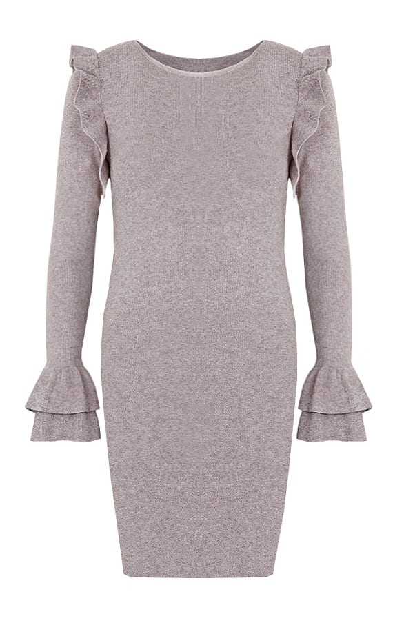 Ruffle Jurk Taupe – shoparchief, foto 1