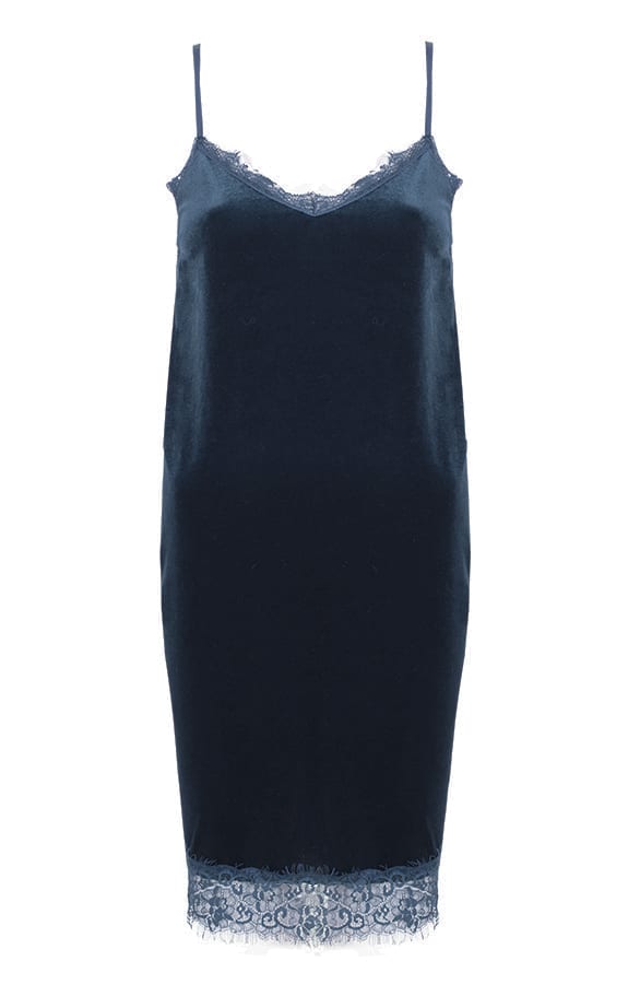 Velvet Slipdress Marineblauw – shoparchief, foto 1