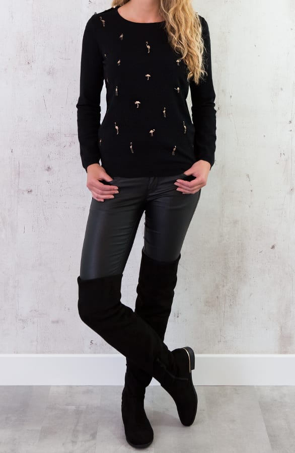 Flamingo Sweater Zwart – shoparchief, foto 2