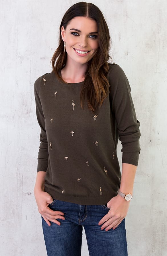 Flamingo Sweater Legergroen – shoparchief, foto 5