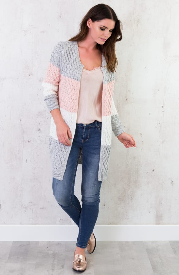 Gebreid Vest Tricolore Roze – shoparchief, foto 3
