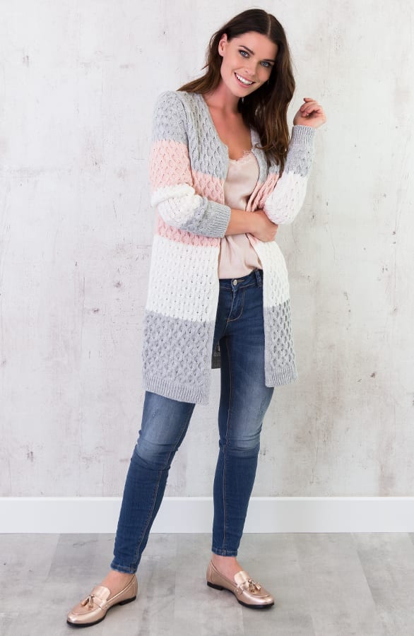 Gebreid Vest Tricolore Roze – shoparchief, foto 4
