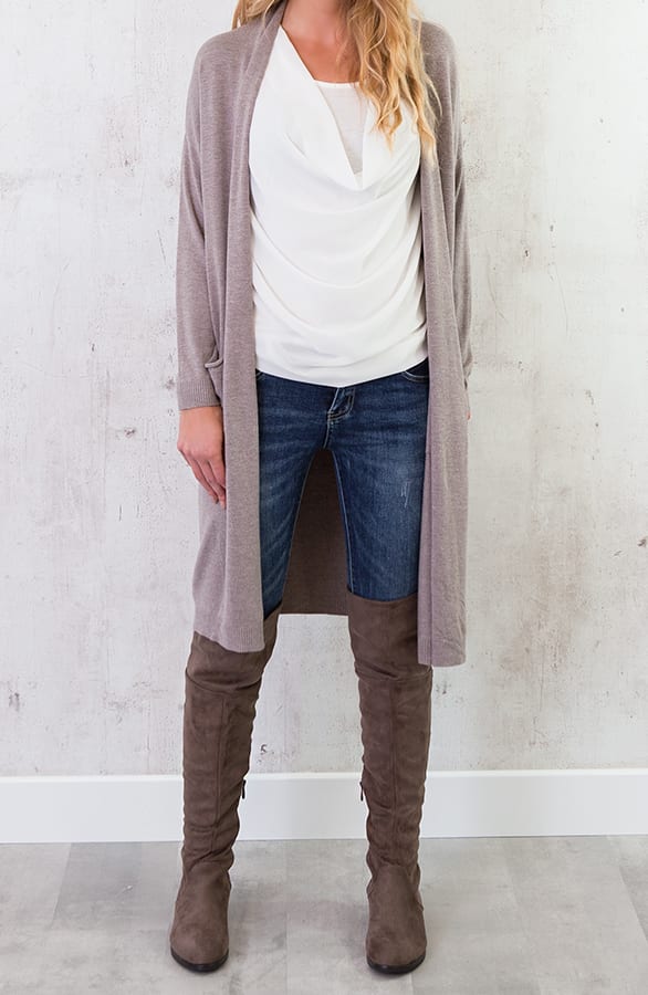 Long Jersey Cardigan Taupe – shoparchief, foto 2