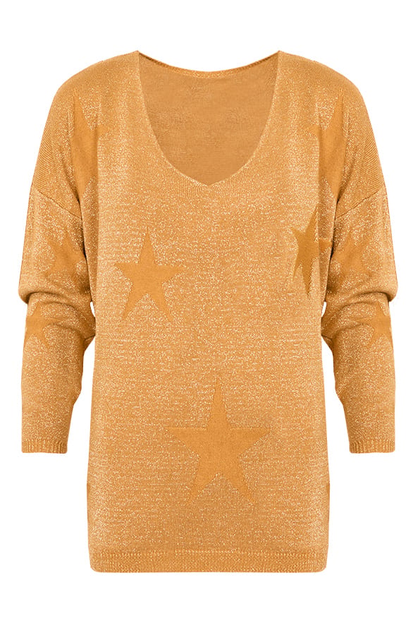Sterren Glitter Trui Okergeel – shoparchief, foto 1