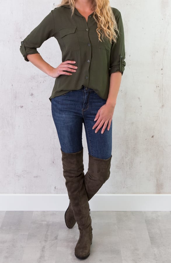 Pocket Blouse Legergroen – shoparchief, foto 4