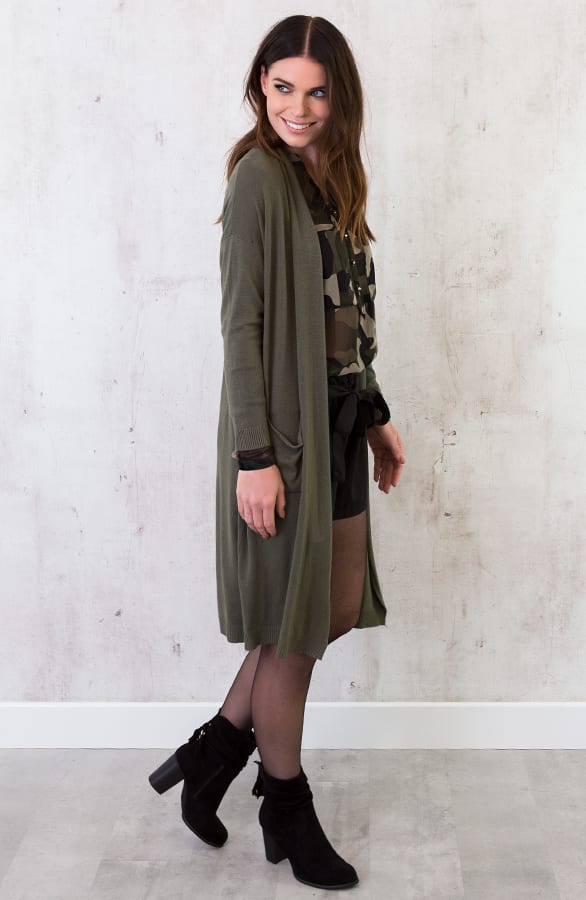 Long Jersey Cardigan Army – shoparchief, foto 4