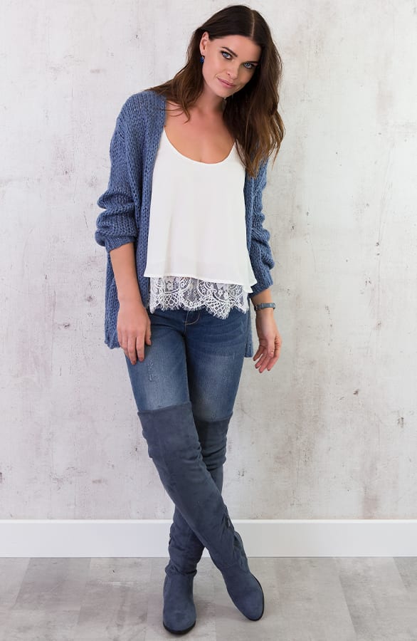Gebreid Vest Jeans Blauw – shoparchief, foto 3