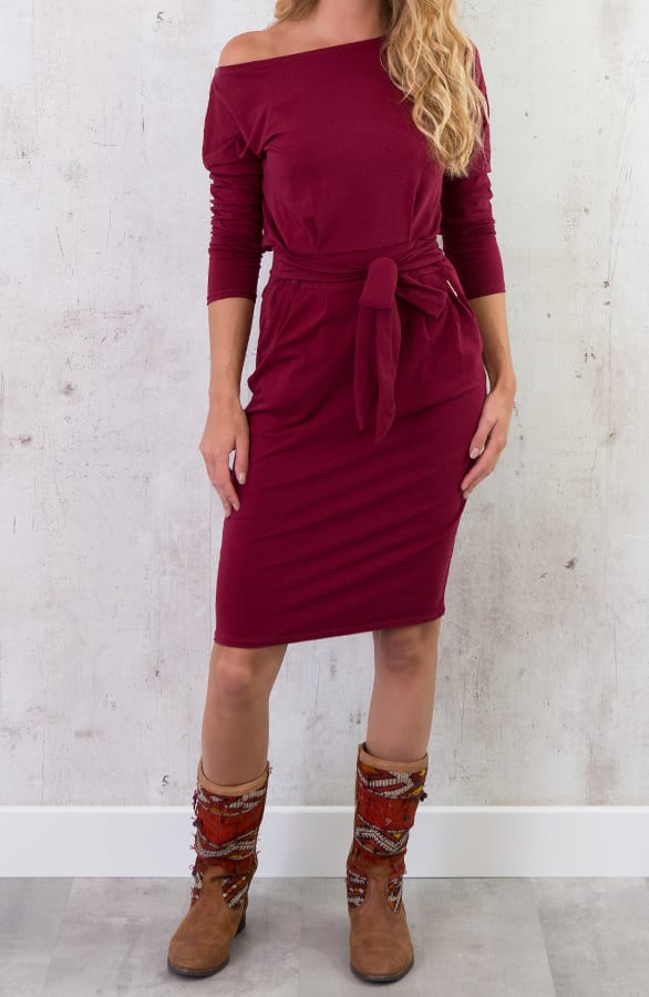Femme Fatale Jurk Lang Bordeaux – shoparchief, foto 4