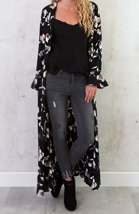 Maxi Vest Bloem Zwart – shoparchief, foto 1