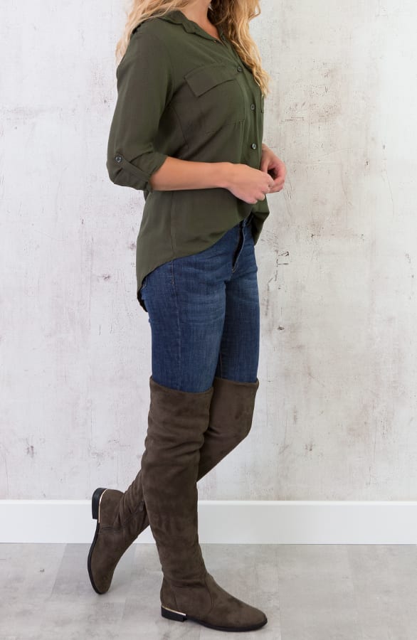 Pocket Blouse Legergroen – shoparchief, foto 3