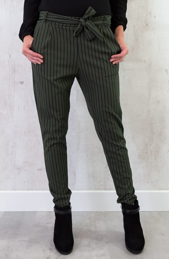 Strik Broek Gestreept Legergroen – shoparchief, foto 5