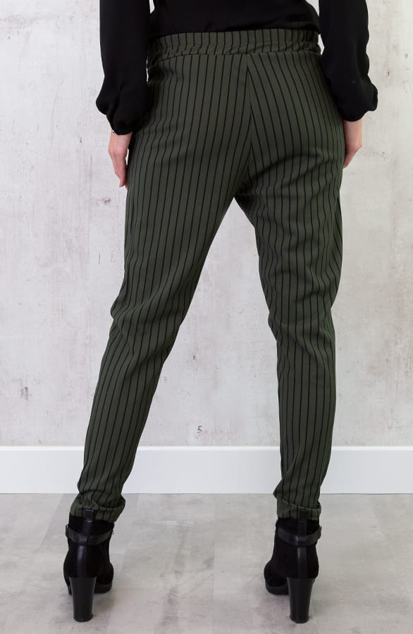 Strik Broek Gestreept Legergroen – shoparchief, foto 4