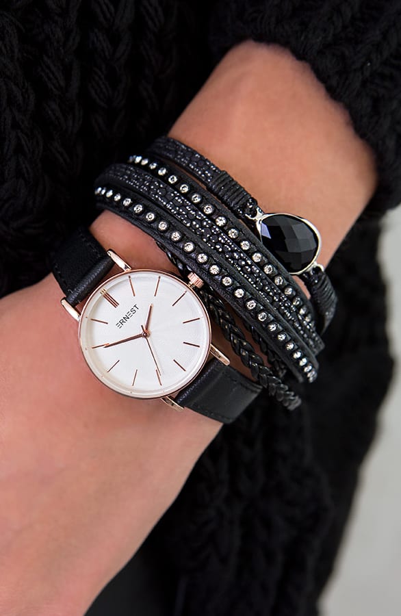 Leather Classy Watch Black – shoparchief, foto 2
