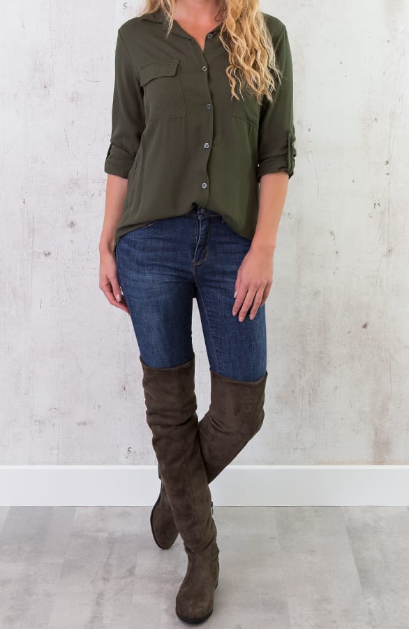 Pocket Blouse Legergroen – shoparchief, foto 2