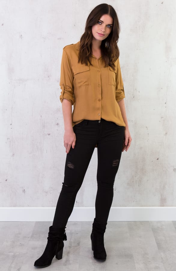 Pocket Blouse Okergeel – shoparchief, foto 3