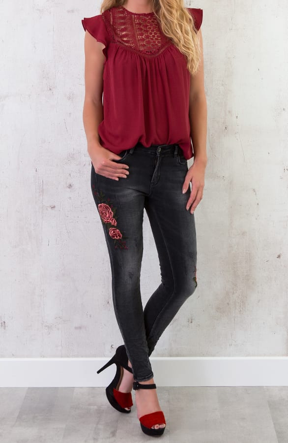 Romantic Kanten Top Bordeaux – shoparchief, foto 3