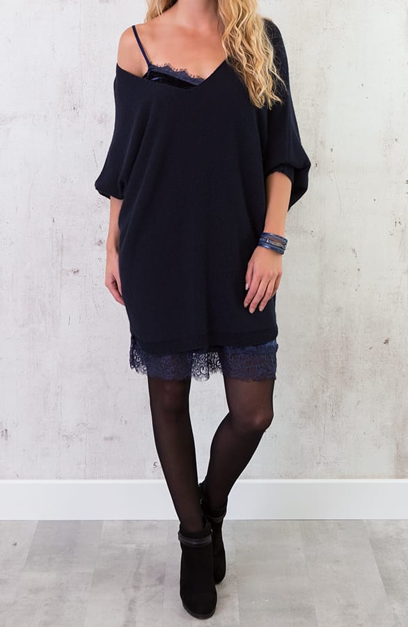 Velvet Slipdress Marineblauw – shoparchief, foto 4