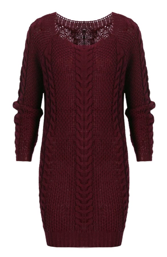 Cable Knit Sweater Bordeaux – shoparchief, foto 1