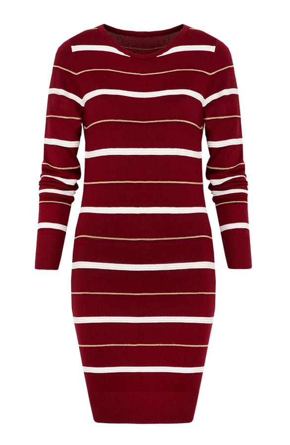 Gestreepte Jurk Limited Bordeaux – shoparchief, foto 1