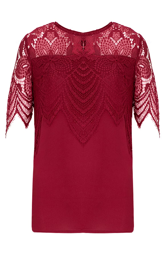 Kanten Zigzag Top Bordeaux – shoparchief, foto 1