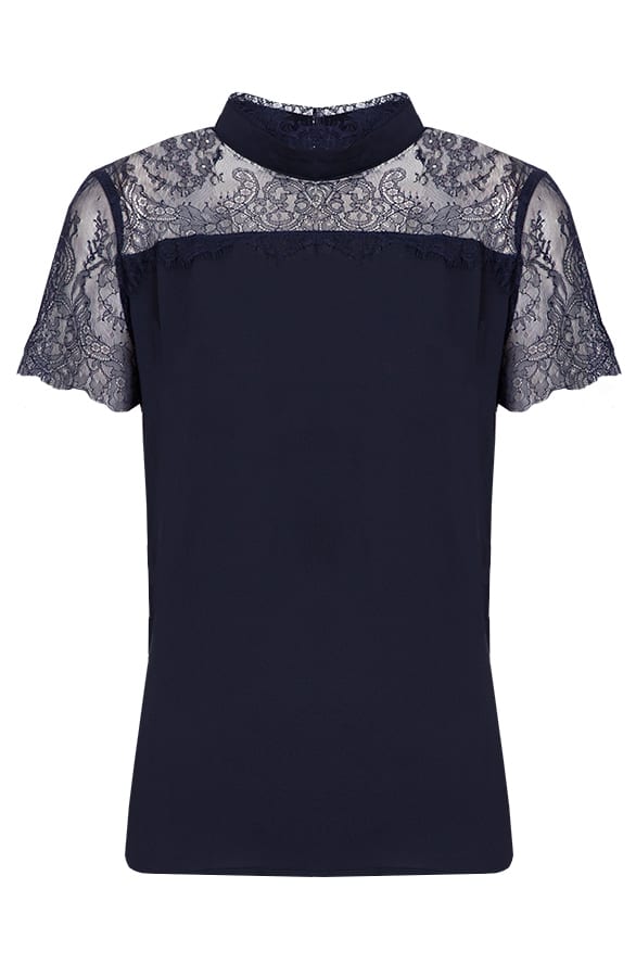 Luxe Kanten Top Marineblauw – shoparchief, foto 1