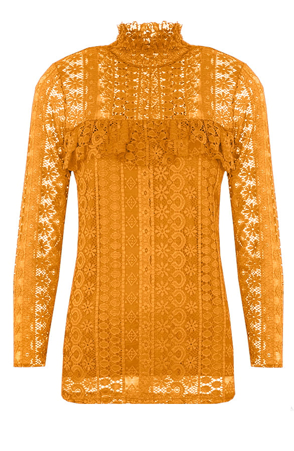 Most Wanted Lace Sleeve Oker – shoparchief, foto 1