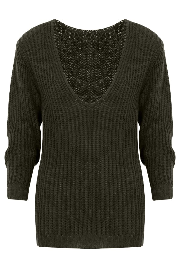 Oversized V Sweater 2.0 Army – shoparchief, foto 1
