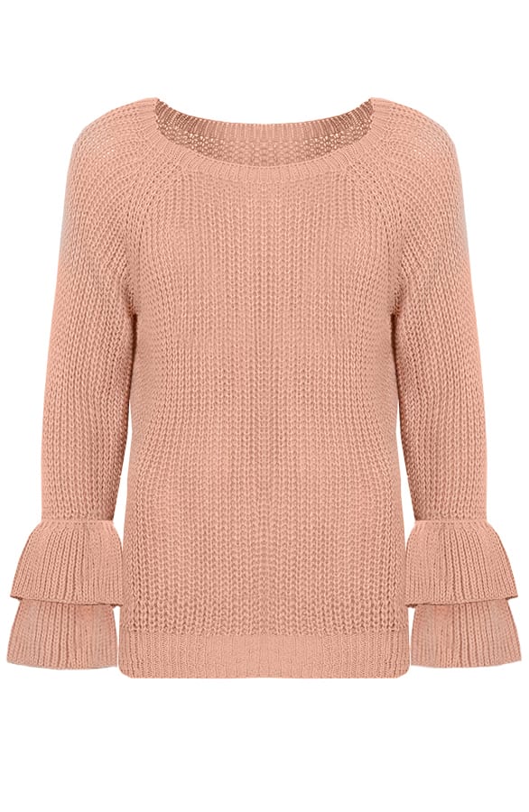 Ruches Mouwen Trui Roze – shoparchief, foto 1