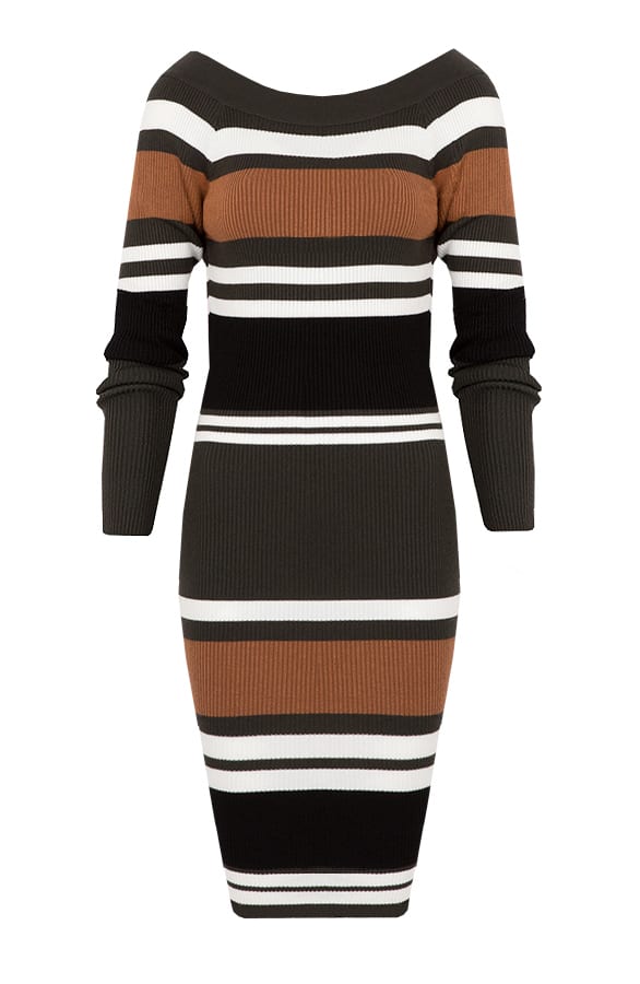 Strepen Jurk Cognac – shoparchief, foto 1