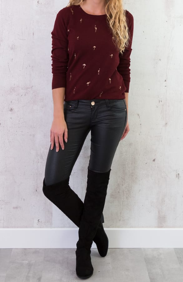 Flamingo Sweater Bordeaux – shoparchief, foto 4