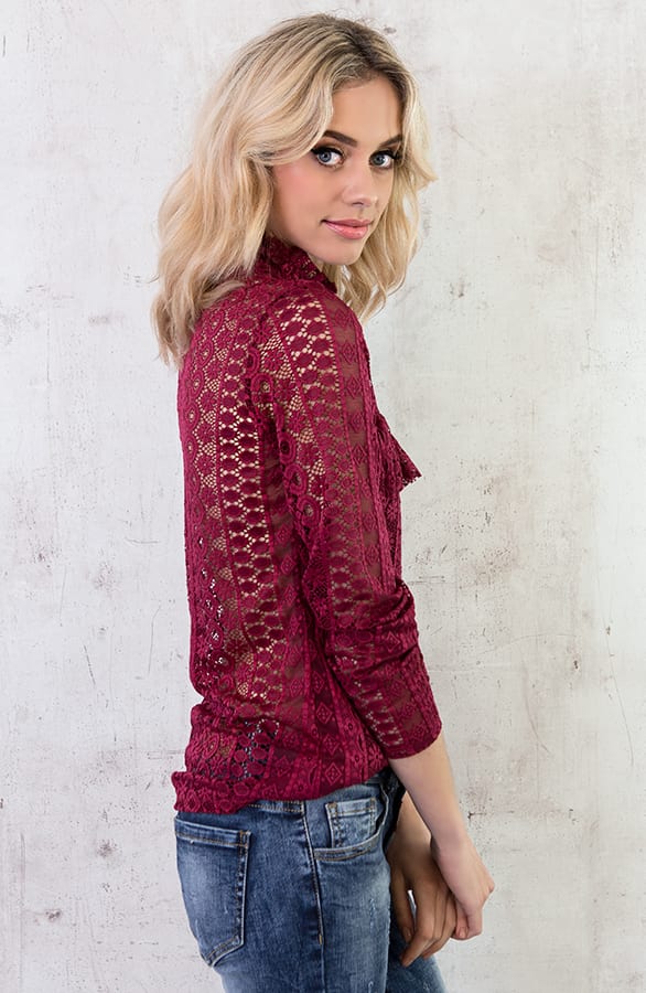 Most Wanted Lace Sleeve Bordeaux – shoparchief, foto 4