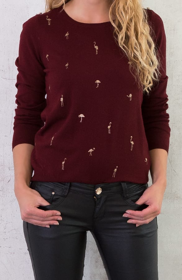 Flamingo Sweater Bordeaux – shoparchief, foto 2
