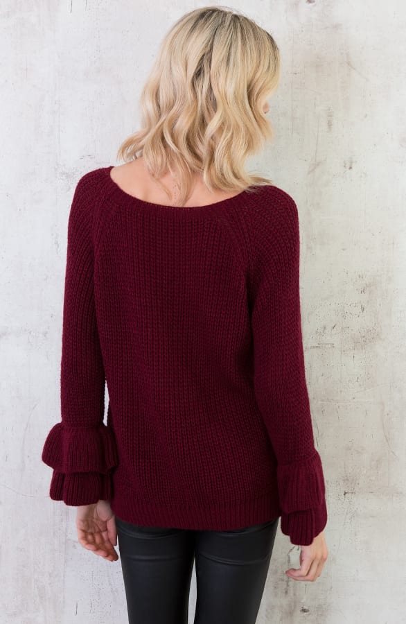 Ruches Mouwen Trui Bordeaux – shoparchief, foto 5