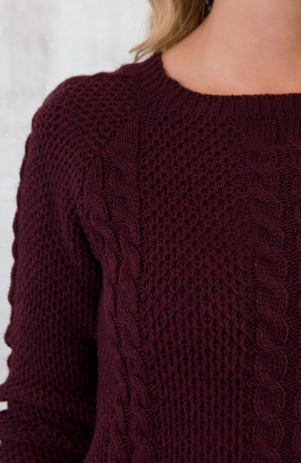 Cable Knit Sweater Bordeaux – shoparchief, foto 5