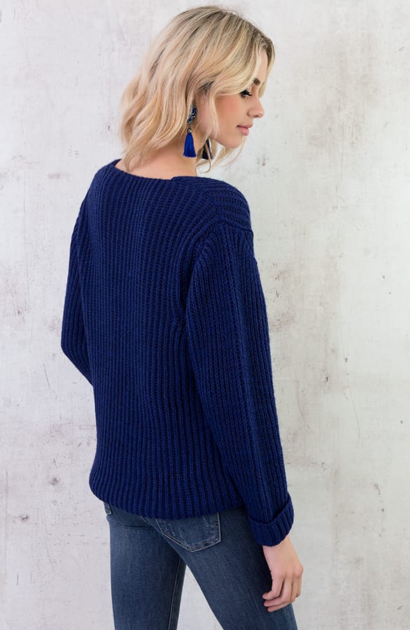 Oversized V Sweater 2.0 Kobalt – shoparchief, foto 7