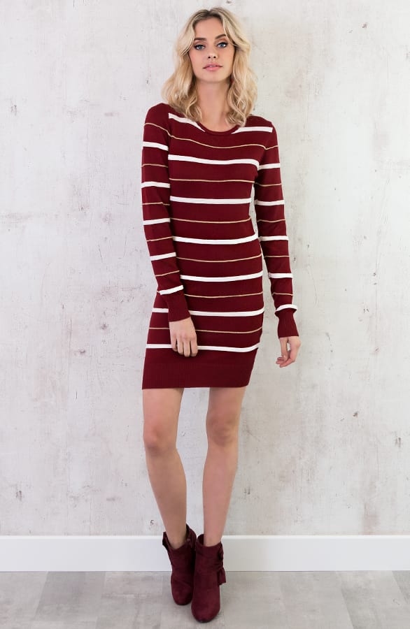 Gestreepte Jurk Limited Bordeaux – shoparchief, foto 3