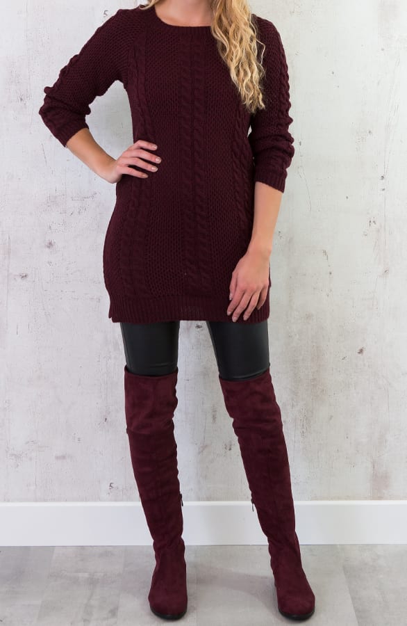 Cable Knit Sweater Bordeaux – shoparchief, foto 3