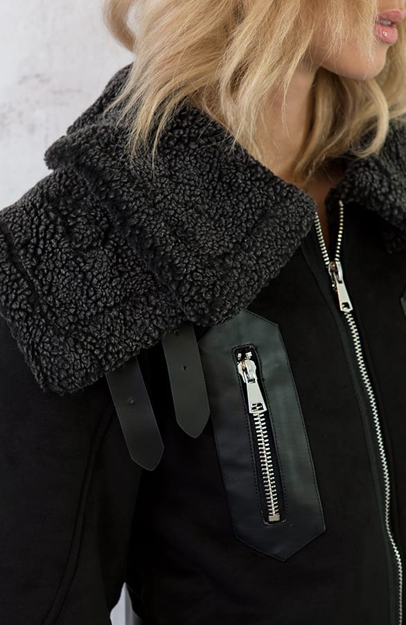 Lammy Coat Winter Zwart – shoparchief, foto 6