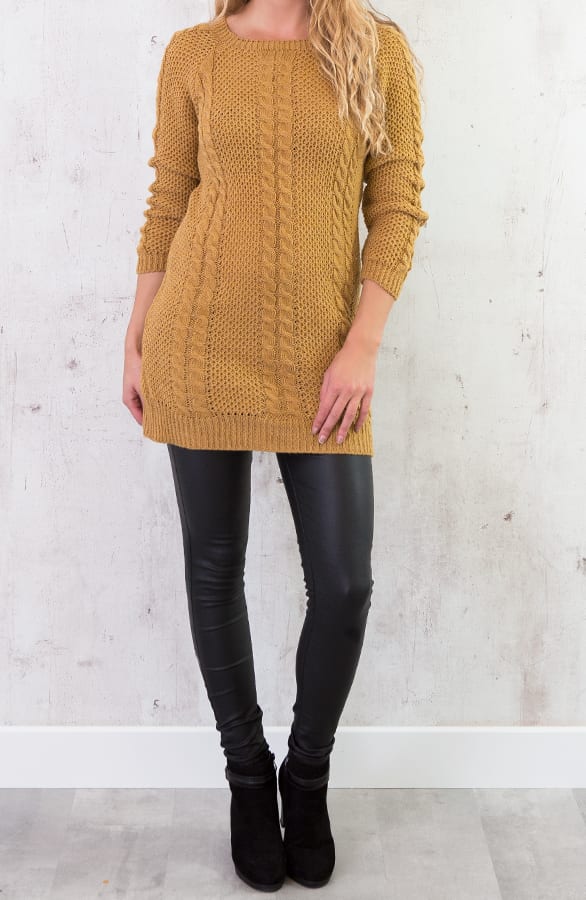 Cable Knit Sweater Okergeel – shoparchief, foto 3