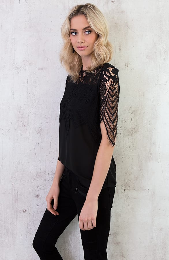 Kanten Zigzag Top Zwart – shoparchief, foto 4