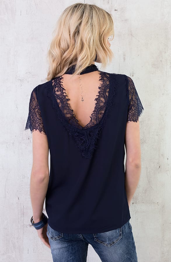 Luxe Kanten Top Marineblauw – shoparchief, foto 3