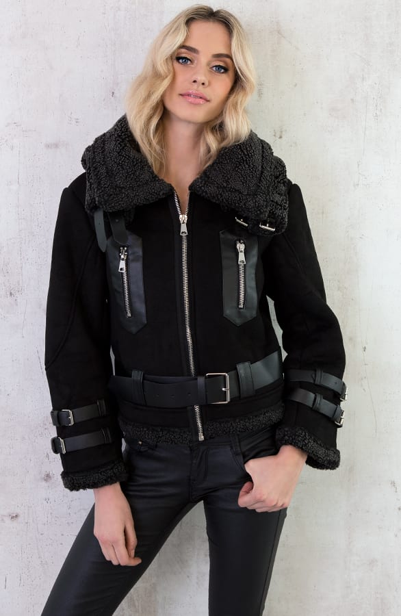 Lammy Coat Winter Zwart – shoparchief, foto 2