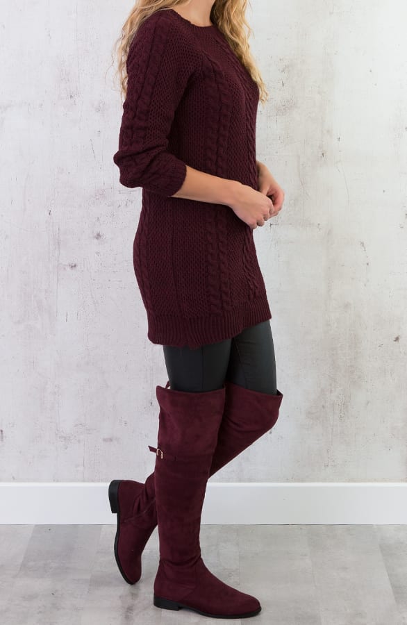 Cable Knit Sweater Bordeaux – shoparchief, foto 4