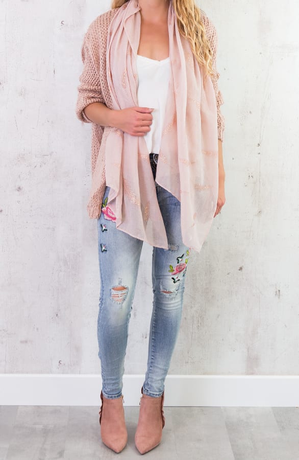 Blad Motief Sjaal Roze – shoparchief, foto 4